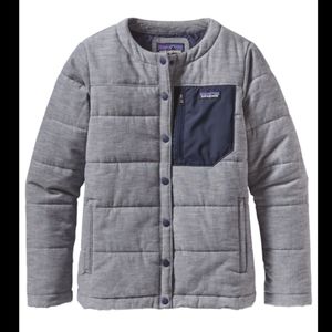 Patagonia Ladies' Quilted Jacket Gray and navy snaps medium
